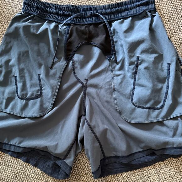 Lululemon Pace Breaker Short Linerless 7" Heather Allover Iron Blue True Navy M - Picture 5 of 5